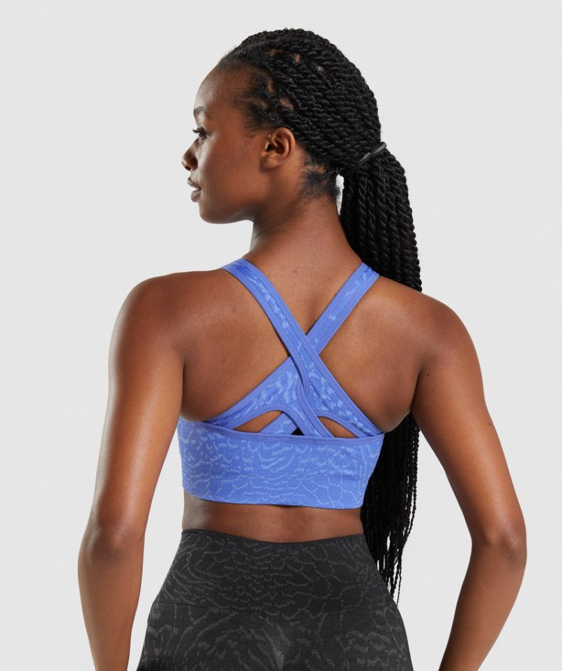 Women's Gymshark Adapt Animal Seamless Sports Bra Blue | NZ 9PCSZV